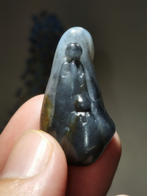 古玩玉器新疆和田玉獨籽青花玉雕“悟道”拍賣，當前價格3980元