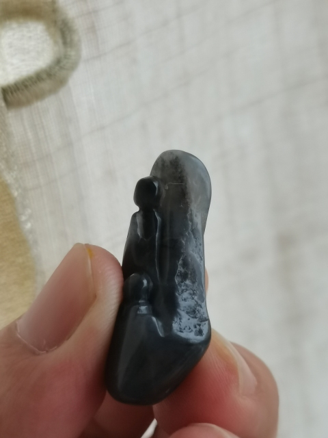 古玩玉器新疆和田玉獨籽青花玉雕“悟道”拍賣，當前價格3980元