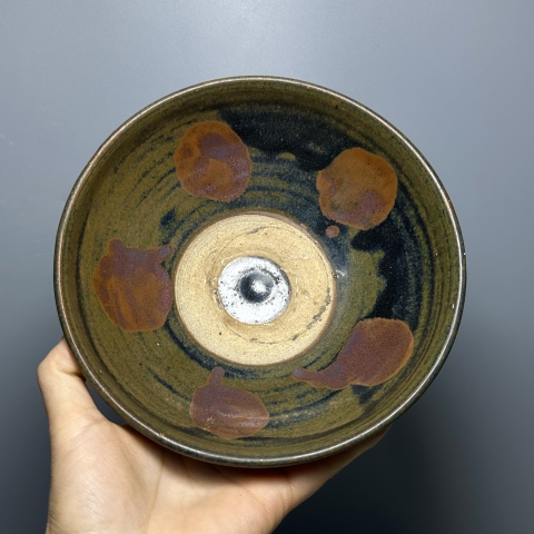 古玩陶瓷磁州窯黑釉鐵銹斑大碗拍賣,當前價格4500元