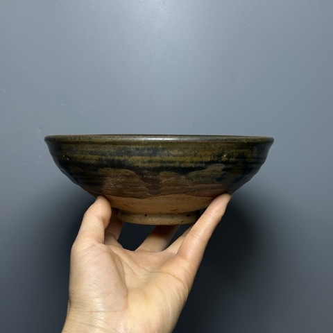 古玩陶瓷磁州窯黑釉鐵銹斑大碗拍賣,當前價格4500元
