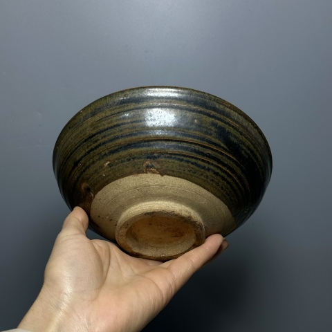 古玩陶瓷磁州窯黑釉鐵銹斑大碗拍賣,當前價格4500元