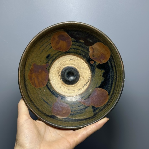 古玩陶瓷磁州窯黑釉鐵銹斑大碗拍賣,當前價格4500元