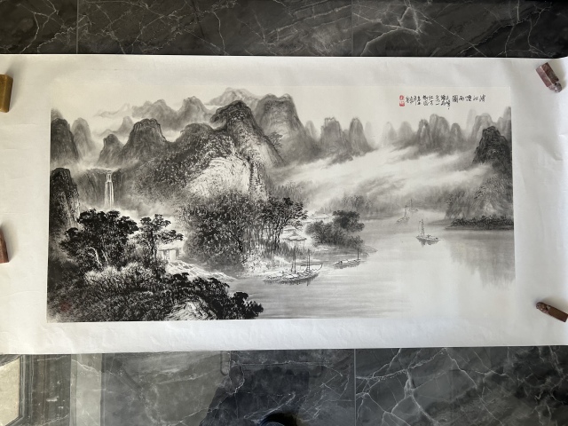古玩字畫許志仁老師精品《清江煙雨圖》拍賣，當前價格788元