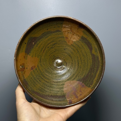 古玩陶瓷磁州窯褐釉鐵銹斑紋直口斗笠碗拍賣，當前價格2800元