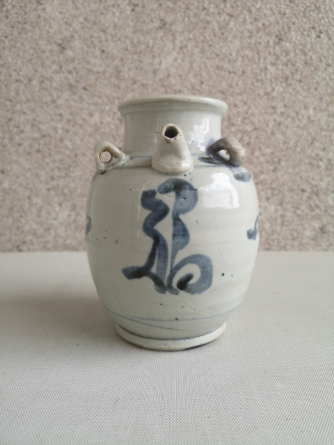 古玩陶瓷青花吉語紋四系壺拍賣,當前價格450元