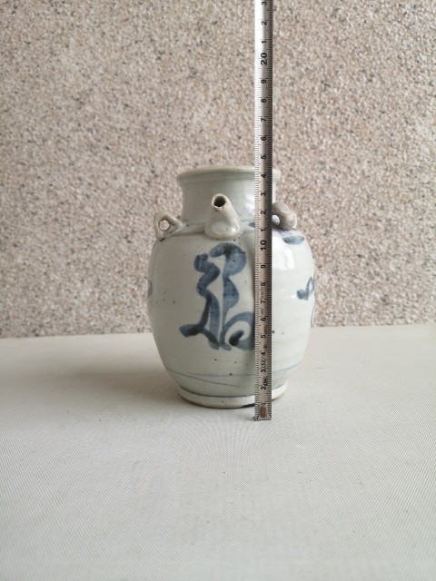 古玩陶瓷青花吉語紋四系壺拍賣,當前價格450元