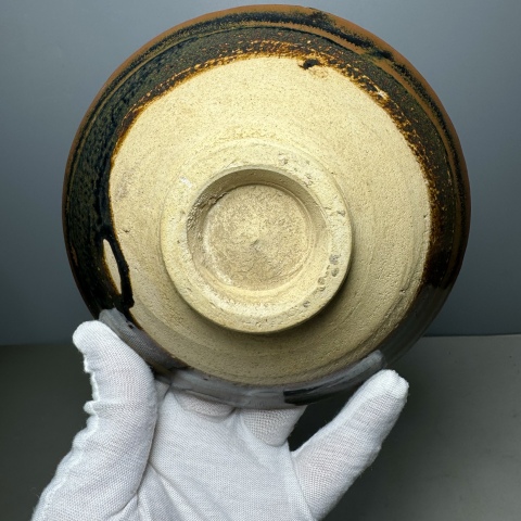 古玩陶瓷山西窯口褐釉鐵銹斑紋茶碗拍賣,當前價格860元