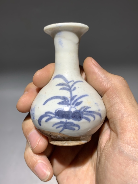 古玩陶瓷明末清初青花花卉玉壺春瓶拍賣,當前價格880元