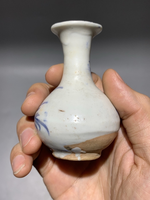 古玩陶瓷明末清初青花花卉玉壺春瓶拍賣,當前價格880元