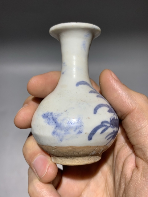 古玩陶瓷明末清初青花花卉玉壺春瓶拍賣,當前價格880元