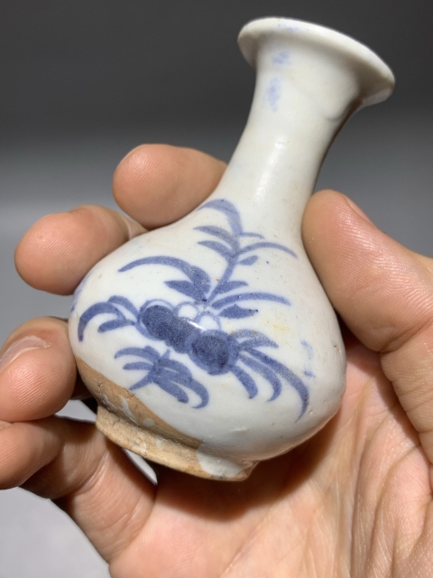 古玩陶瓷明末清初青花花卉玉壺春瓶拍賣,當前價格880元