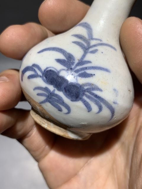 古玩陶瓷明末清初青花花卉玉壺春瓶拍賣,當前價格880元