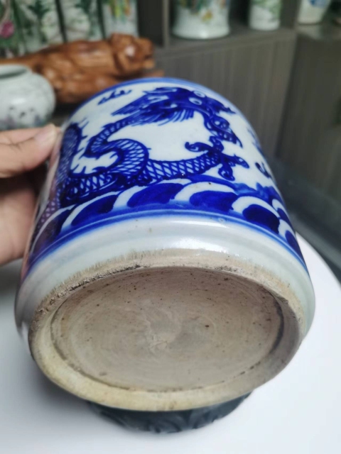 古玩陶瓷青花趕珠龍紋筒式爐拍賣，當前價格2100元