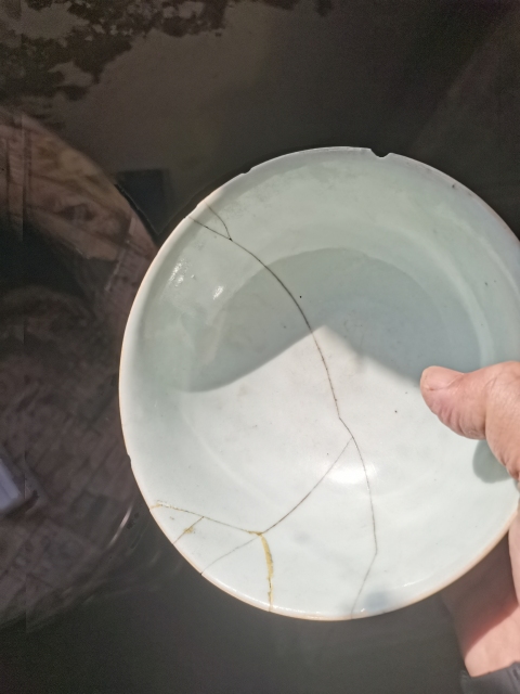 古玩陶瓷豆青釉碗個人看應該是明代的。冬青釉。拍賣，當前價格466元