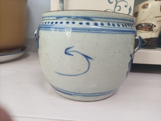 古玩陶瓷晚清.麒麟送子青花四系粥罐拍賣，當(dāng)前價格680元