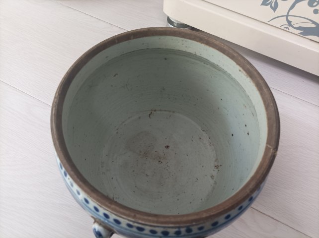 古玩陶瓷晚清.麒麟送子青花四系粥罐拍賣，當(dāng)前價格680元
