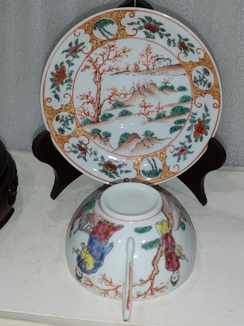 古玩陶瓷人物山水彩繪杯盤(pán)拍賣(mài),當(dāng)前價(jià)格1180元