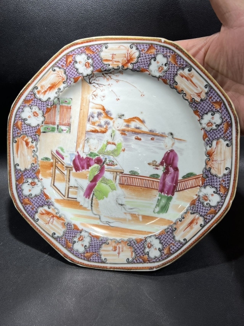 古玩陶瓷廣彩二喬圖八方盤拍賣,當前價格6900元