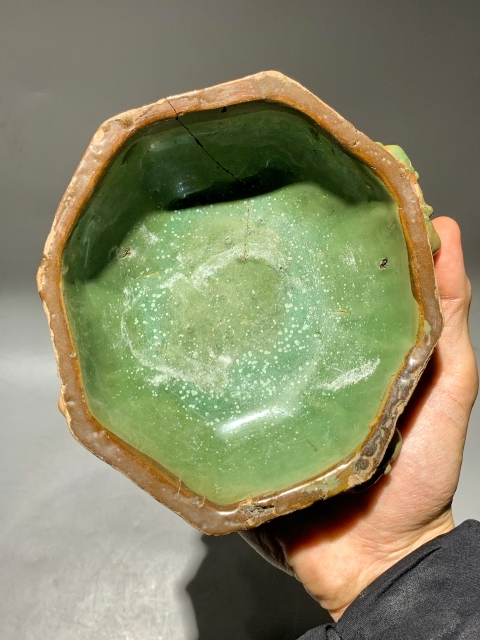 古玩陶瓷清代蟹甲八方洗 水仙盆拍賣，當前價格399元