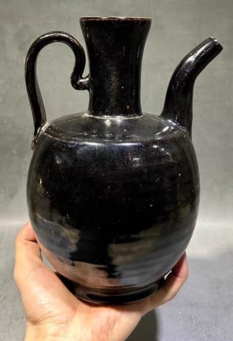 古玩陶瓷宋代耀州窯黑釉執壺拍賣，當前價格25688元