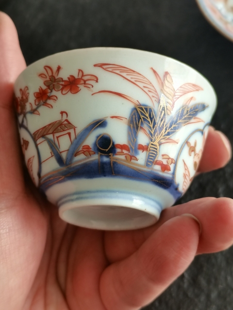 古玩陶瓷康熙青花礬紅描金杯碟拍賣，當前價格3000元