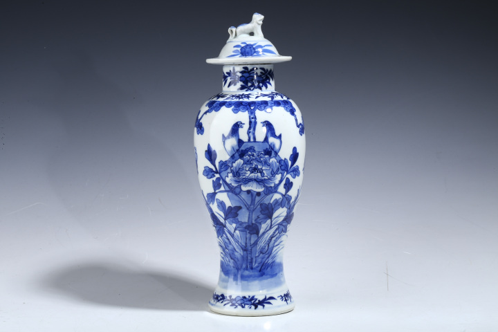 古玩陶瓷【域鑒優品折扣放漏】光緒·青花洞石花鳥紋雞腿瓶拍賣，當前價格3960元