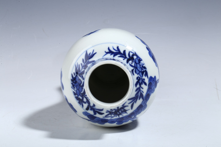 古玩陶瓷【域鑒優品折扣放漏】光緒·青花洞石花鳥紋雞腿瓶拍賣，當前價格3960元