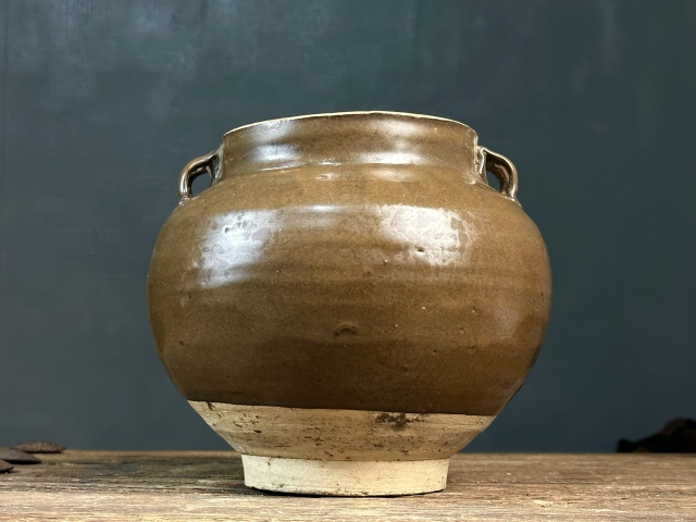 古玩陶瓷磁州窯茶葉末釉四系罐拍賣(mài)，當(dāng)前價(jià)格388元