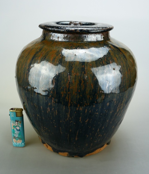 古玩陶瓷精美.明代兔毫釉大罐（1368年-1644年）拍賣，當前價格280元