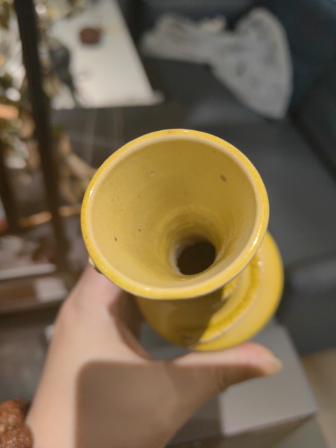 古玩陶瓷檸檬黃釉貼塑螭龍紋撇口賞瓶拍賣，當前價格5888元