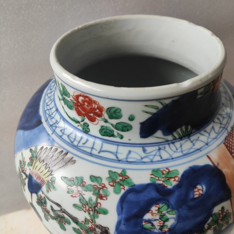 古玩陶瓷今天剛買到的（康熙（福）字官窯）青花五彩人物故事紋將軍罐拍賣，當前價格125800元