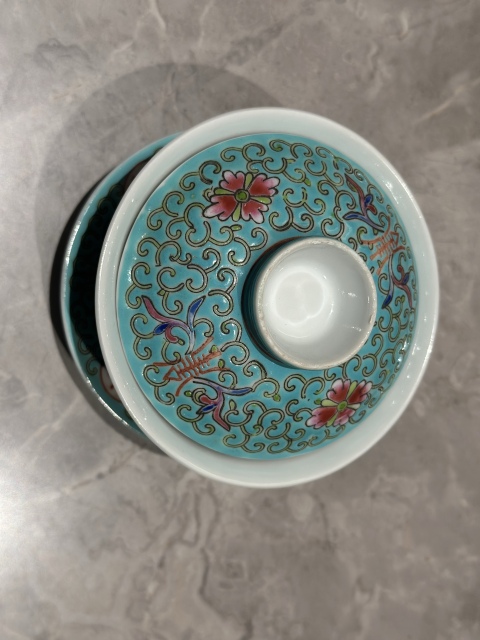 古玩陶瓷松石綠釉蓋碗拍賣，當前價格1300元