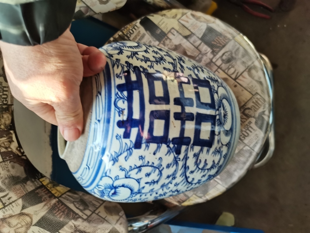 古玩陶瓷嘉道青花喜字罐拍賣,當前價格999元