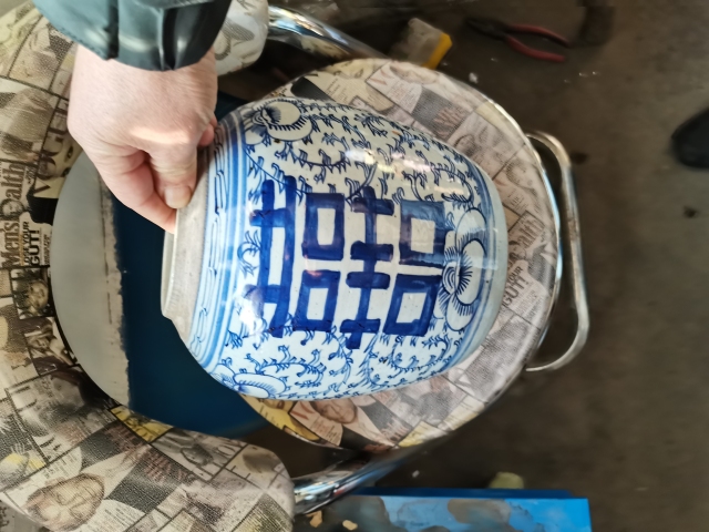 古玩陶瓷嘉道青花喜字罐拍賣,當前價格999元