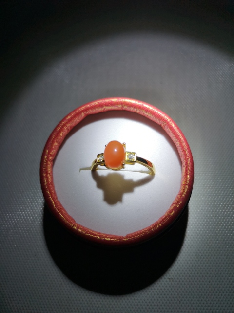 古玩玉器南紅瑪瑙鑲嵌戒指拍賣,當前價格298元