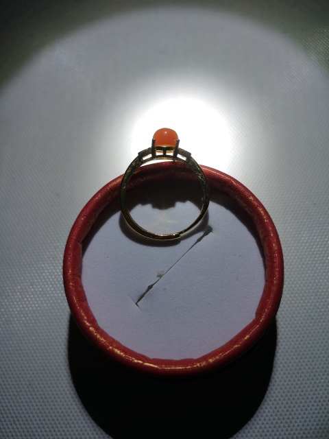 古玩玉器南紅瑪瑙鑲嵌戒指拍賣,當前價格298元