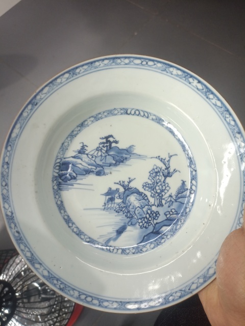 古玩陶瓷青花山水人物紋折沿盤拍賣,當前價格1188元