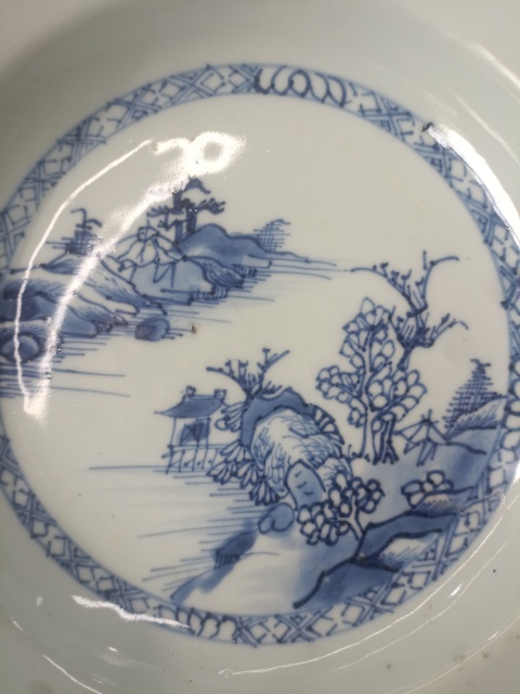 古玩陶瓷青花山水人物紋折沿盤拍賣,當前價格1188元