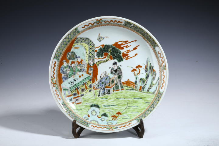 古玩陶瓷晚清民國(guó)·鐘儀楚奏五彩人物故事紋大盤(pán)拍賣(mài)，當(dāng)前價(jià)格9999元