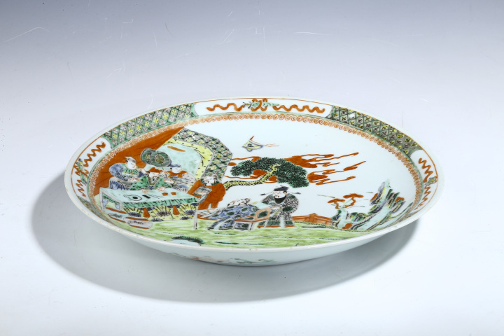 古玩陶瓷晚清民國(guó)·鐘儀楚奏五彩人物故事紋大盤(pán)拍賣(mài)，當(dāng)前價(jià)格9999元