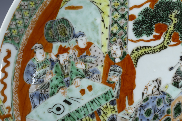 古玩陶瓷晚清民國(guó)·鐘儀楚奏五彩人物故事紋大盤(pán)拍賣(mài)，當(dāng)前價(jià)格9999元