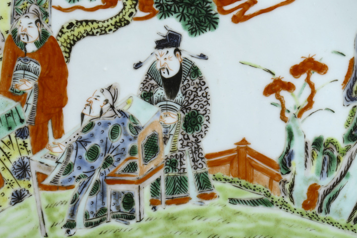 古玩陶瓷晚清民國(guó)·鐘儀楚奏五彩人物故事紋大盤(pán)拍賣(mài)，當(dāng)前價(jià)格9999元