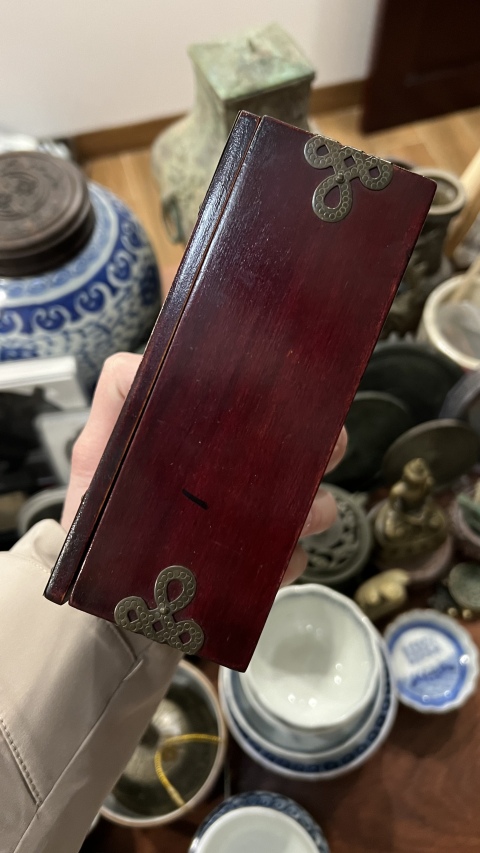 古玩雜項鑲玉木盒拍賣，當前價格499元
