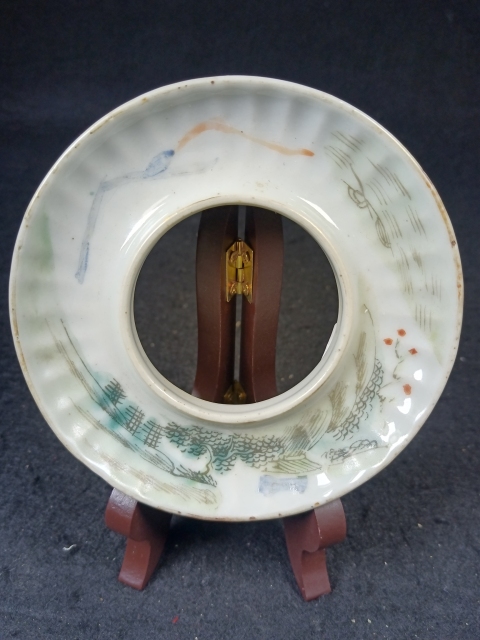 古玩陶瓷（全美品）光緒淺絳彩山水人物瓜棱茶碗拍賣，當前價格388元