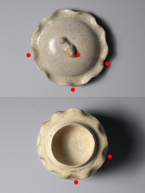 古玩陶瓷宋代景德鎮白釉荷葉蓋罐拍賣,當前價格3600元
