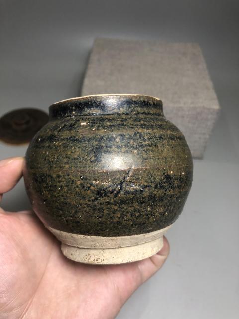古玩陶瓷宋元,茶洋窯黑釉茶葉罐拍賣,當前價格1600元