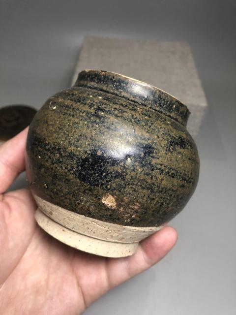 古玩陶瓷宋元,茶洋窯黑釉茶葉罐拍賣,當前價格1600元