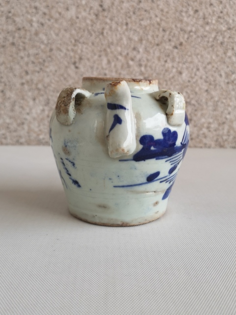 古玩陶瓷青花花卉紋四系壺拍賣，當前價格680元