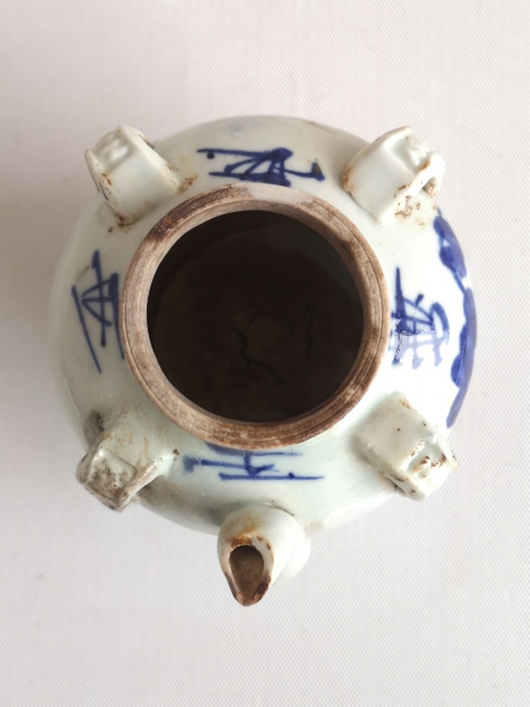 古玩陶瓷青花花卉紋四系壺拍賣，當前價格680元