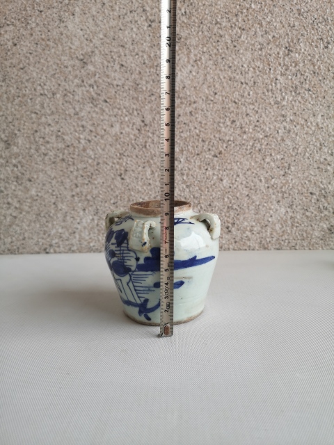 古玩陶瓷青花花卉紋四系壺拍賣，當前價格680元